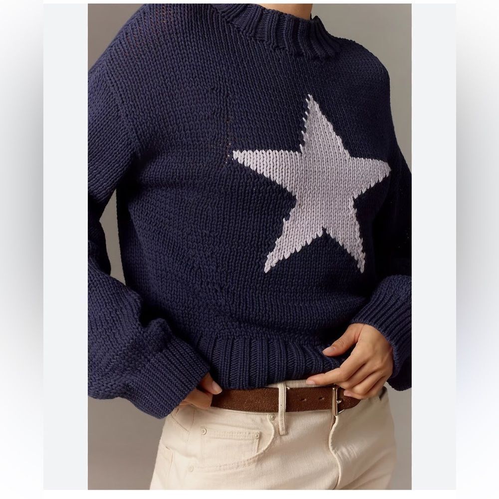 Anthropologie Maeve The Pippa Mock-Neck Sweater:
Icon Edition in Navy Blue